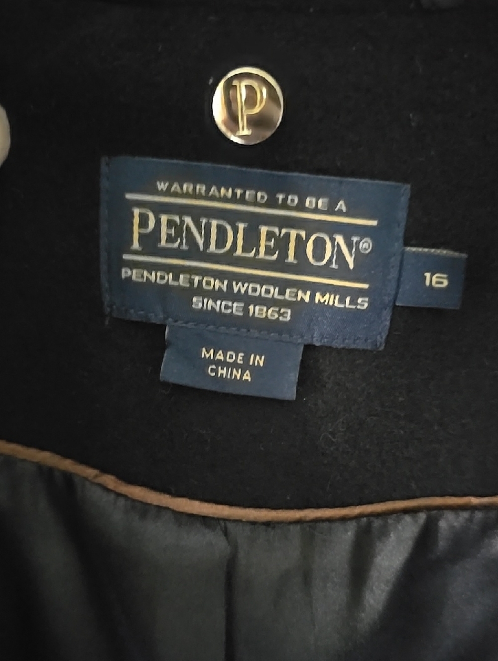Pendleton Black Single-Breasted Wool Pea Coat - Picture 8 of 11